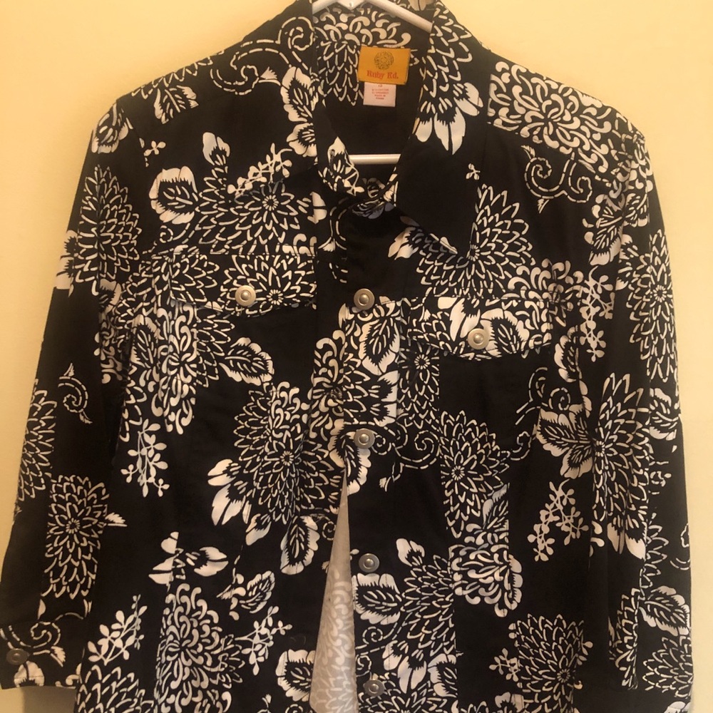 Floral Black and White Women's Jacket